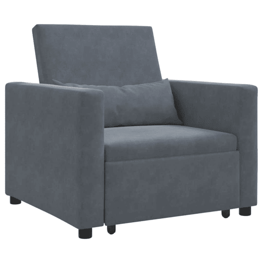 Sofá cama, Sofá conversível single Cinzento escuro 90 x 165 x 87 cm Veludo