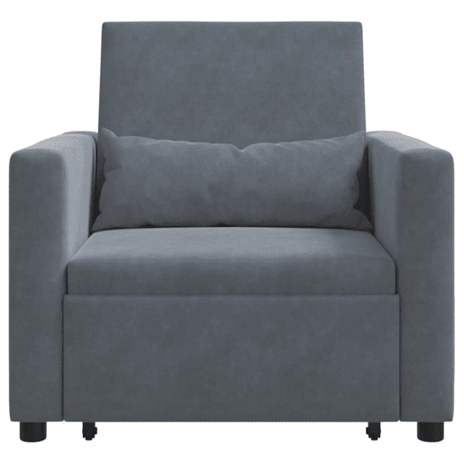 Sofá cama, Sofá conversível single Cinzento escuro 90 x 165 x 87 cm Veludo