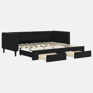 Sofá-cama, Sofá conversível com gavetão e gavetas 90x190 cm veludo preto