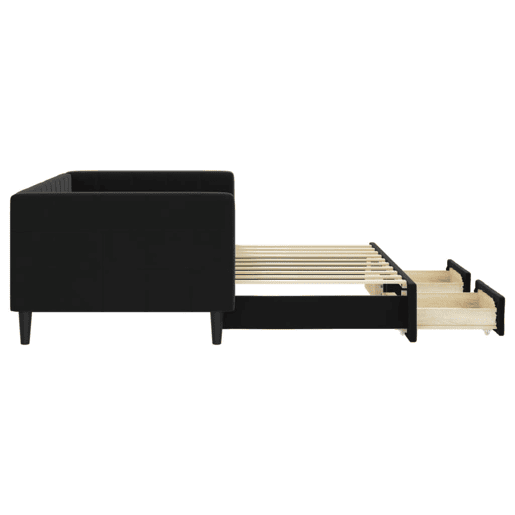 Sofá-cama, Sofá conversível com gavetão e gavetas 90x190 cm veludo preto