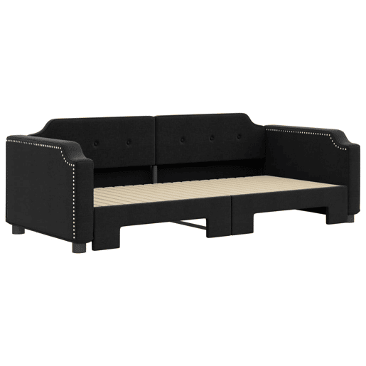 Sofá-cama, Sofá conversível com gavetão 80x200 cm tecido preto Sofá-cama, Sofá conversível com gavetão 80x200 cm tecido preto