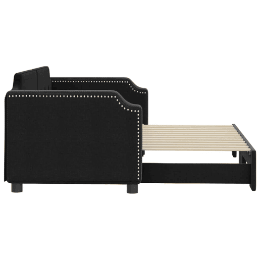 Sofá-cama, Sofá conversível com gavetão 80x200 cm tecido preto Sofá-cama, Sofá conversível com gavetão 80x200 cm tecido preto