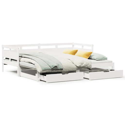 Sofá-cama, Sofá conversível com gavetão e gavetas sem colchão 80x200 cm branco