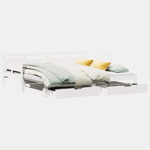 Sofá-cama, Sofá conversível com gavetão e gavetas sem colchão 80x200 cm branco