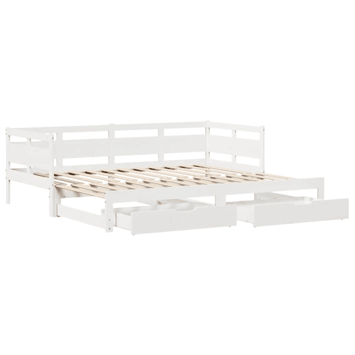 Sofá-cama, Sofá conversível com gavetão e gavetas sem colchão 80x200 cm branco