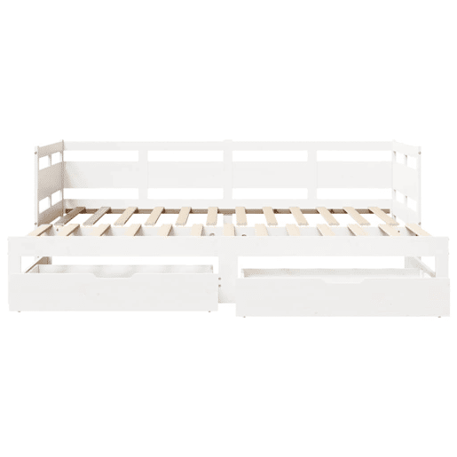 Sofá-cama, Sofá conversível com gavetão e gavetas sem colchão 80x200 cm branco
