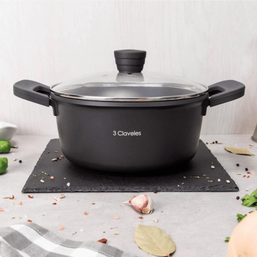 Caçarola com tampa Ø28cm e 6,7L em alumínio fundido antiaderente 3Claveles