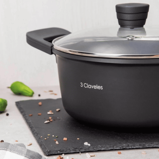 Caçarola com tampa Ø28cm e 6,7L em alumínio fundido antiaderente 3Claveles
