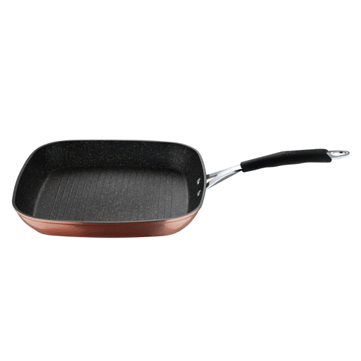 Conjunto de Grelha Bergner Copper 28x28cm + Wok Ø28cm em Alumínio Forjado com Revestimento ILAG ESSENTIAL