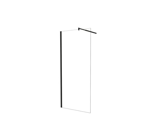Walk in mampara de ducha fija frontal 1 hoja sin marco exterior,cristal templado antical 5mm con barra 70-120cm,perfil negro mate,(680-700)x1900mm