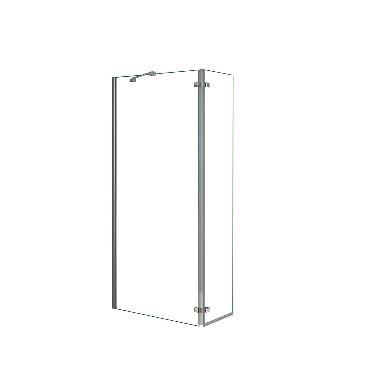 Mampara de ducha fija 2 hojas con bisagra panel fijo+giratorio vidrio antical 8mm con barra fija 45cm perfil cromo ([78-80]+40)x200cm