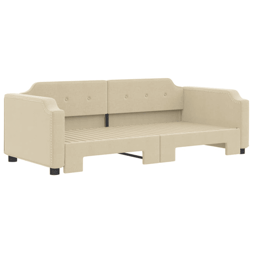 Sofá-cama, Sofá conversível com gavetão 80x200 cm tecido cor creme Sofá-cama, Sofá conversível com gavetão 80x200 cm tecido cor creme