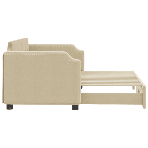 Sofá-cama, Sofá conversível com gavetão 80x200 cm tecido cor creme Sofá-cama, Sofá conversível com gavetão 80x200 cm tecido cor creme