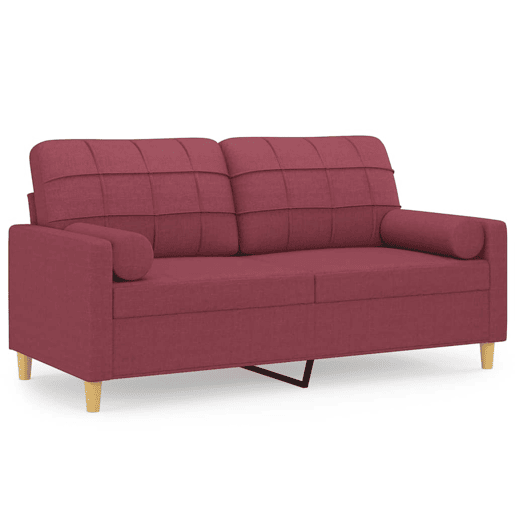 Sofá 2 lug. Sofá fixo + almofadas decorativas 140cm tecido vermelho tinto