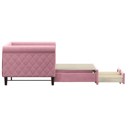 Sofá-cama, Sofá conversível com gavetão e gavetas 80x200 cm veludo rosa