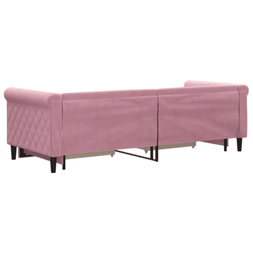 Sofá-cama, Sofá conversível com gavetão e gavetas 80x200 cm veludo rosa