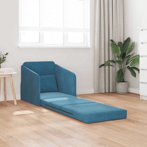 Sofá-cama, Sofá conversível Azul 65 x 80 x 83 cm Veludo