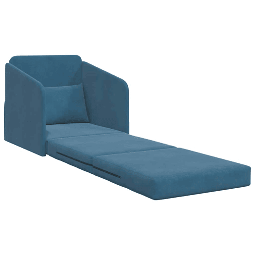 Sofá-cama, Sofá conversível Azul 65 x 80 x 83 cm Veludo