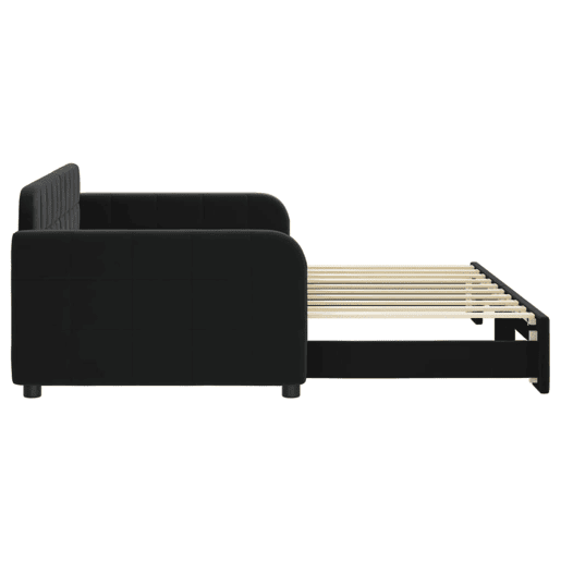 Sofá-cama, Sofá conversível com gavetão 90x190 cm veludo preto Sofá-cama, Sofá conversível com gavetão 90x190 cm veludo preto