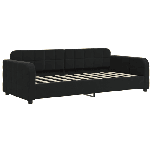 Sofá-cama, Sofá conversível com gavetão 90x190 cm veludo preto Sofá-cama, Sofá conversível com gavetão 90x190 cm veludo preto