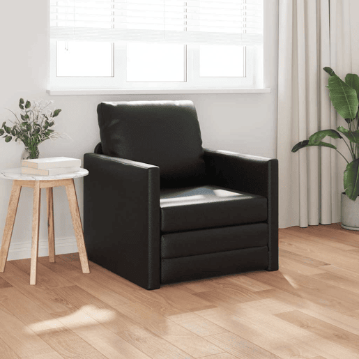 Sofá-cama, Sofá conversível Preto 74 x 77 x 81 cm Veludo