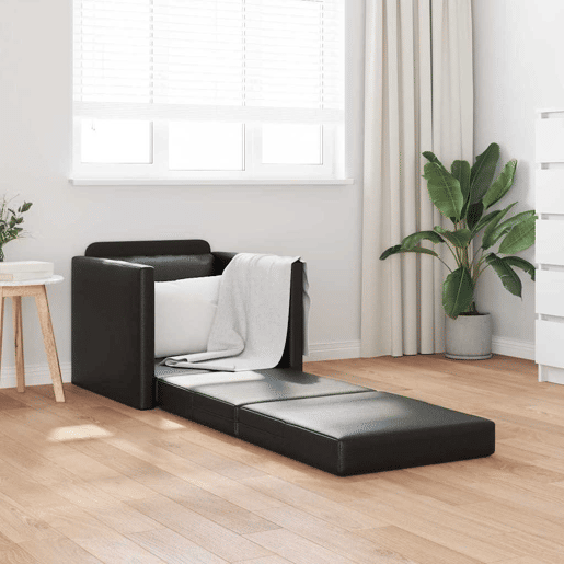Sofá-cama, Sofá conversível Preto 74 x 77 x 81 cm Veludo
