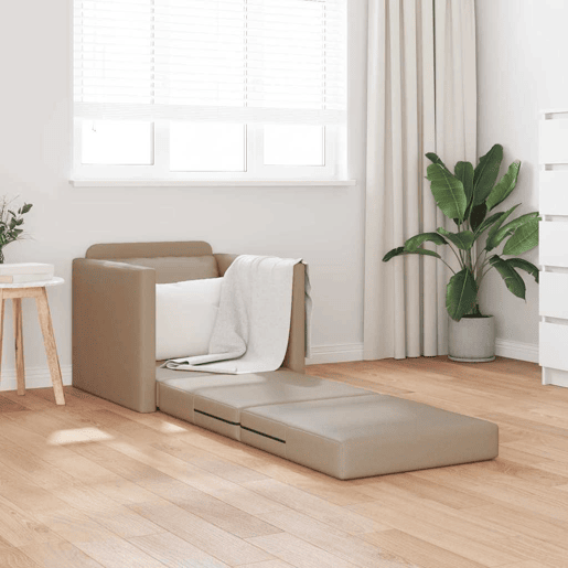 Sofá-cama, Sofá conversível Cappuccino 74 x 77 x 81 cm Veludo