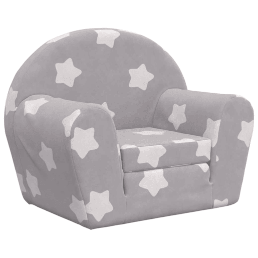 Sofá-cama infantil c estrelas pelúcia macia cinzento-claro