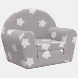 Sofá-cama infantil c estrelas pelúcia macia cinzento-claro