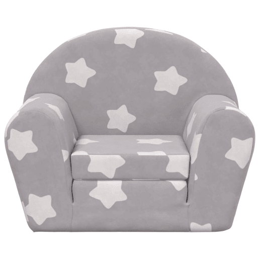 Sofá-cama infantil c estrelas pelúcia macia cinzento-claro