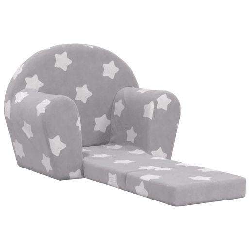 Sofá-cama infantil c estrelas pelúcia macia cinzento-claro