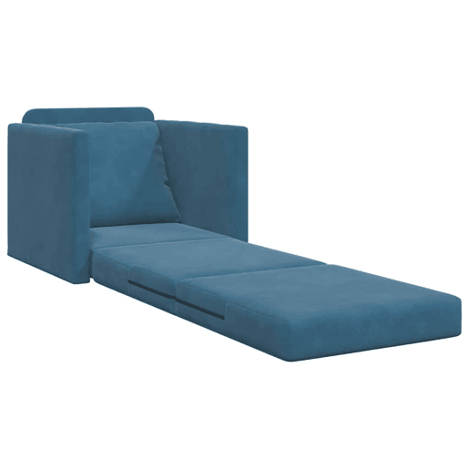 Sofá-cama, Sofá conversível Azul 74 x 77 x 81 cm Veludo
