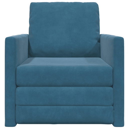 Sofá-cama, Sofá conversível Azul 74 x 77 x 81 cm Veludo