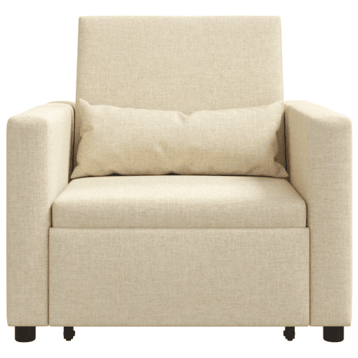 Sofá cama, Sofá conversível single com rodas Creme 90 x 165 x 87 cm tecido