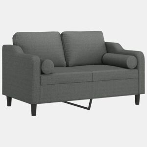 Sofá 2 lugares, Sofá fixo +almofadas decorativas 120cm tecido cinza-escuro