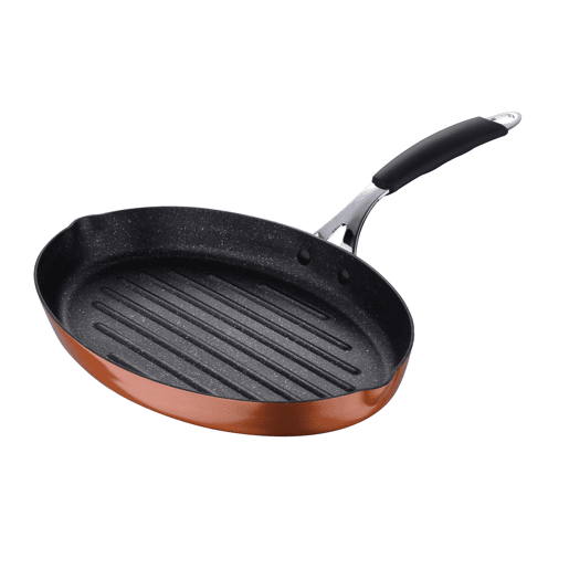 Conjunto de frigideiras ILAG Cooper Bergner (28x28cm) + wok (Ø28cm) + frigideira para peixe (32x21,8x4cm) em alumínio forjado com revestimento antiaderente