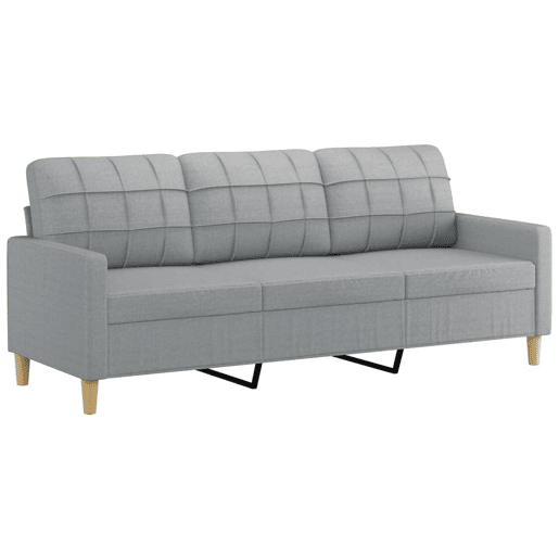 Sofá de 3 lugares - Sofá fixo com apoio de pés 180 cm tecido cinzento-claro Sofá de 3 lugares - Sofá fixo com apoio de pés 180 cm tecido cinzento-claro