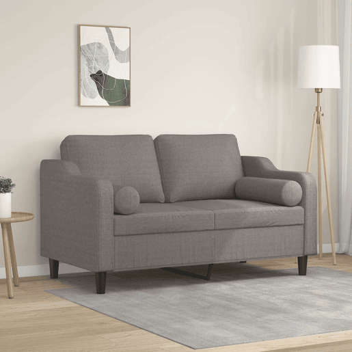 Sofá 2 lug. - Sofá fixo +almofadas decoração 120cm tecido cinza-acastanhado