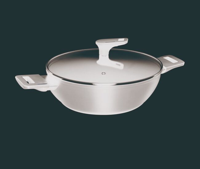 Bergner copper cacerola baja ø28cm 4,2l con tapa en aluminio forjado color negro