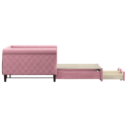 Sofá-cama, Sofá conversível com gavetão e gavetas 100x200 cm veludo rosa