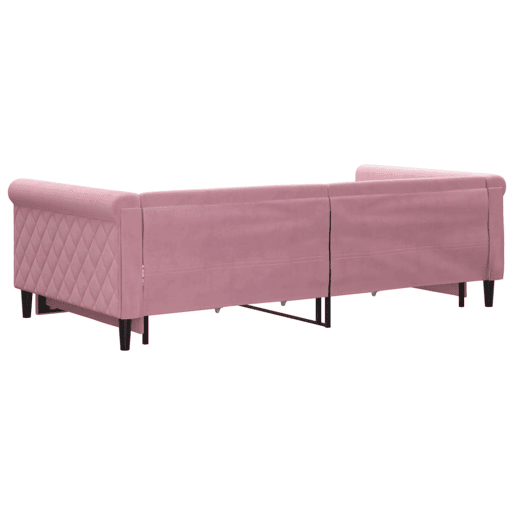 Sofá-cama, Sofá conversível com gavetão e gavetas 100x200 cm veludo rosa