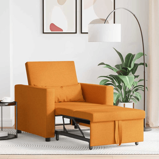 Sofá cama, Sofá conversível single Amarelo-escuro 90 x 165 x 87 cm tecido
