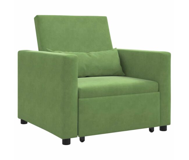 Sofá cama - sofá convertible individual verde claro 90 x 165 x 87 cm terciopelo