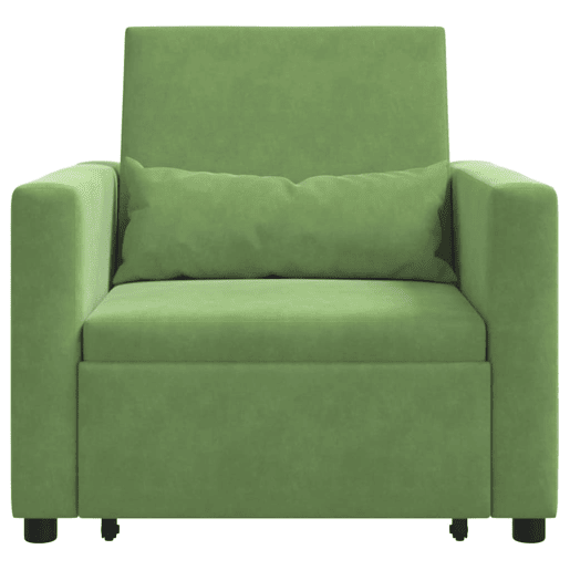 Sofá cama, Sofá conversível single com rodas Verde claro 90 x 165 x 87 cm Veludo