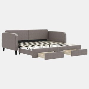 Sofá-cama, Sofá conversível c gavetãogavetas 100x200cm tecido cinza-acastanhado