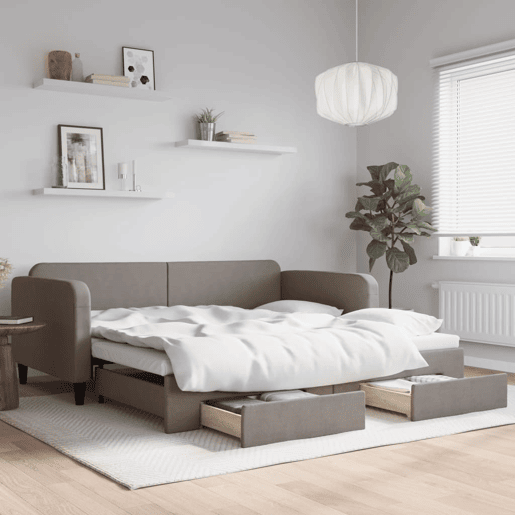 Sofá-cama, Sofá conversível c gavetãogavetas 100x200cm tecido cinza-acastanhado