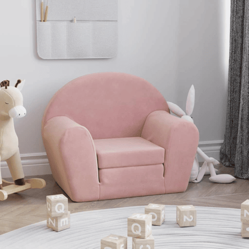 Sofá-cama infantil de pelúcia rosa Sofá-cama infantil de pelúcia rosa
