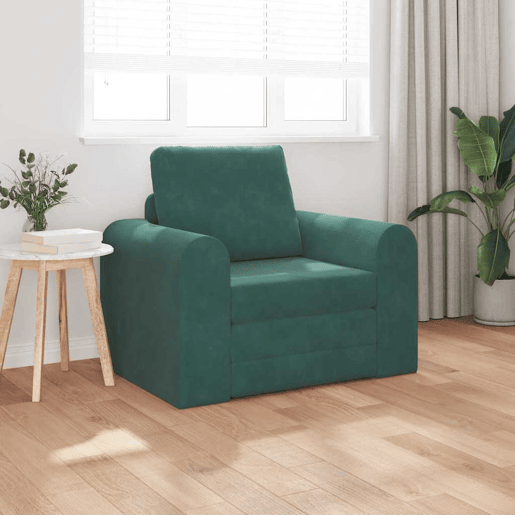 Sofá-cama, Sofá conversível Verde Escuro 98 x 71 x 83 cm Veludo
