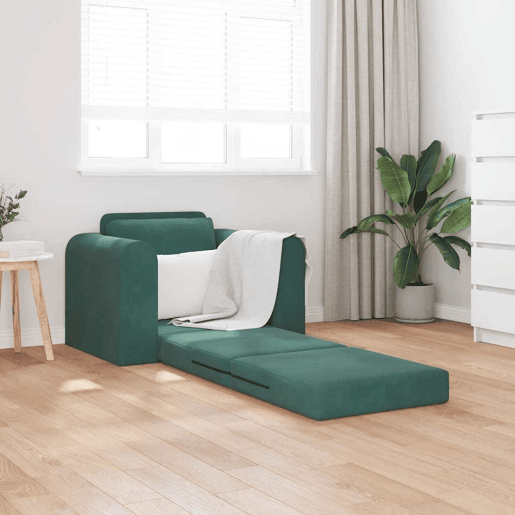 Sofá-cama, Sofá conversível Verde Escuro 98 x 71 x 83 cm Veludo