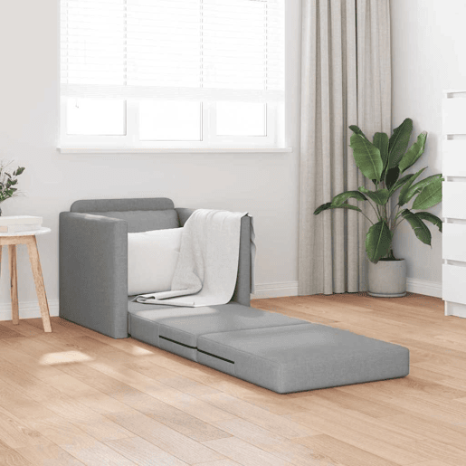 Sofá-cama, Sofá conversível Cinzento-claro 74 x 77 x 81 cm Veludo